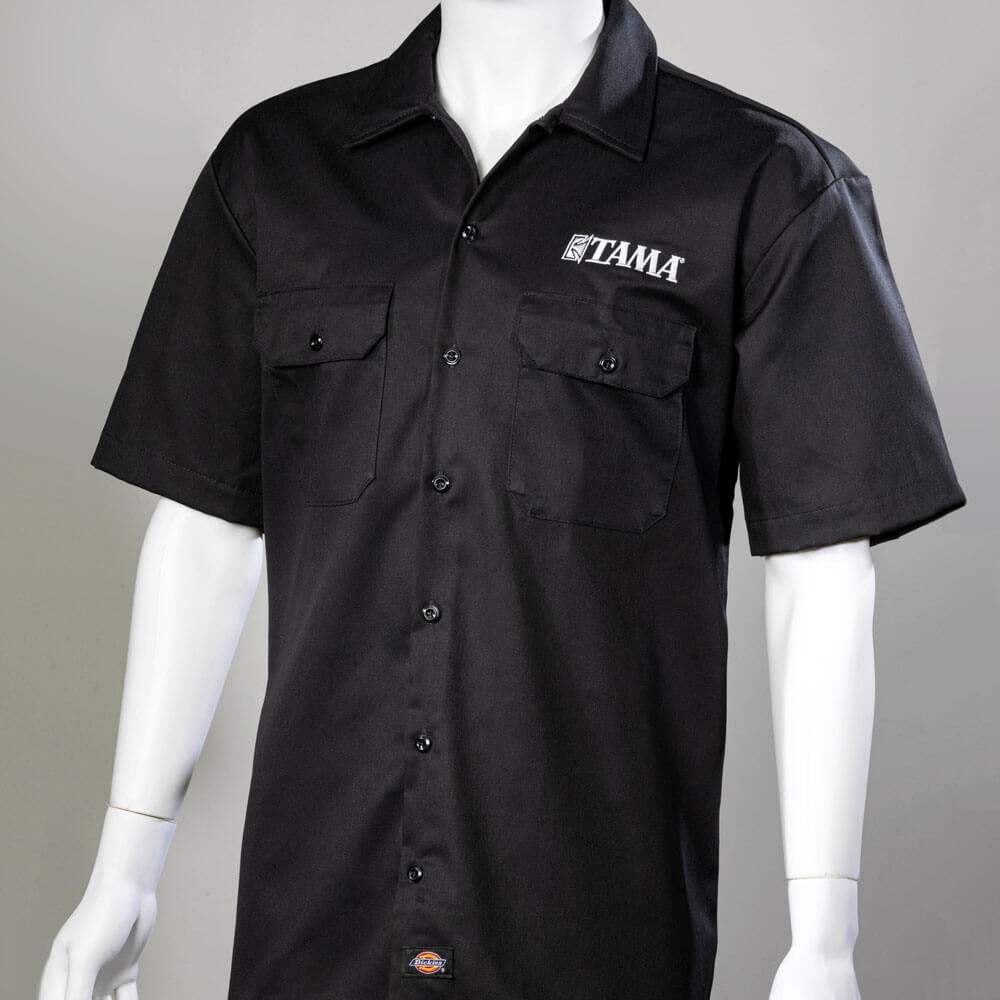 Tama Embroidered Logo Short-Sleeve Dickies Work Shirt Black - Medium - Drum Center Of Portsmouth